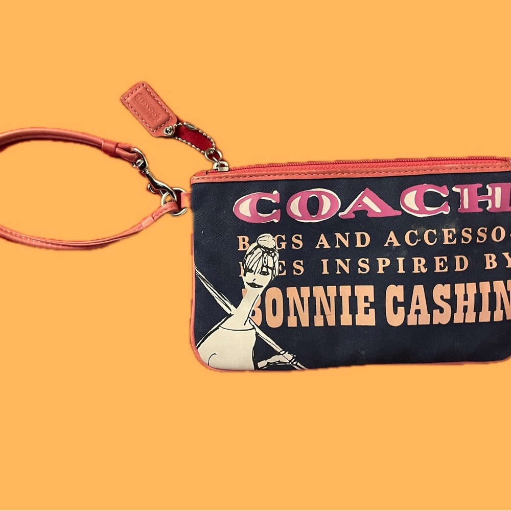 Coach Navy and Pink Women's Wristlet Bag